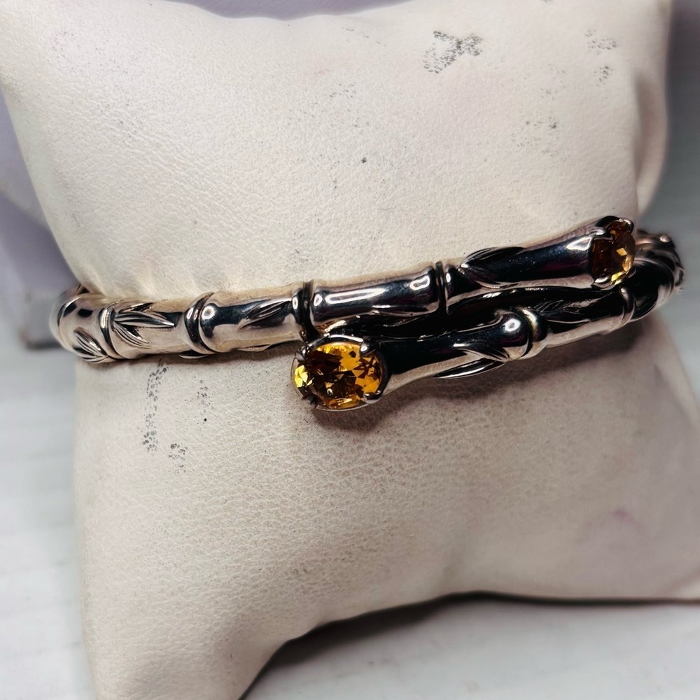 JAI John Hardy Sterling Silver Citrine Bamboo Bypass Flex Bangle - Picture 3 of 9